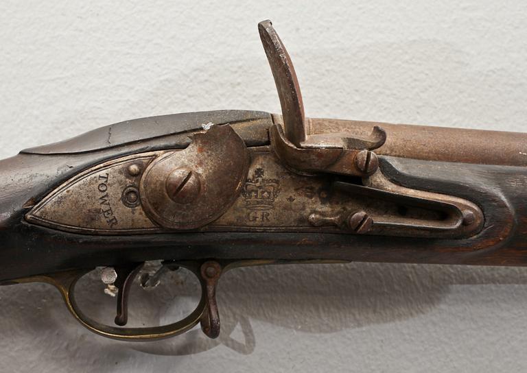 FLINTLÅSGEVÄR, Tower, 1800-tal, märkt Gregorius Rex.