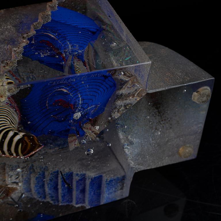 A glass sculpture by Bertil Vallien, for Kosta Boda.