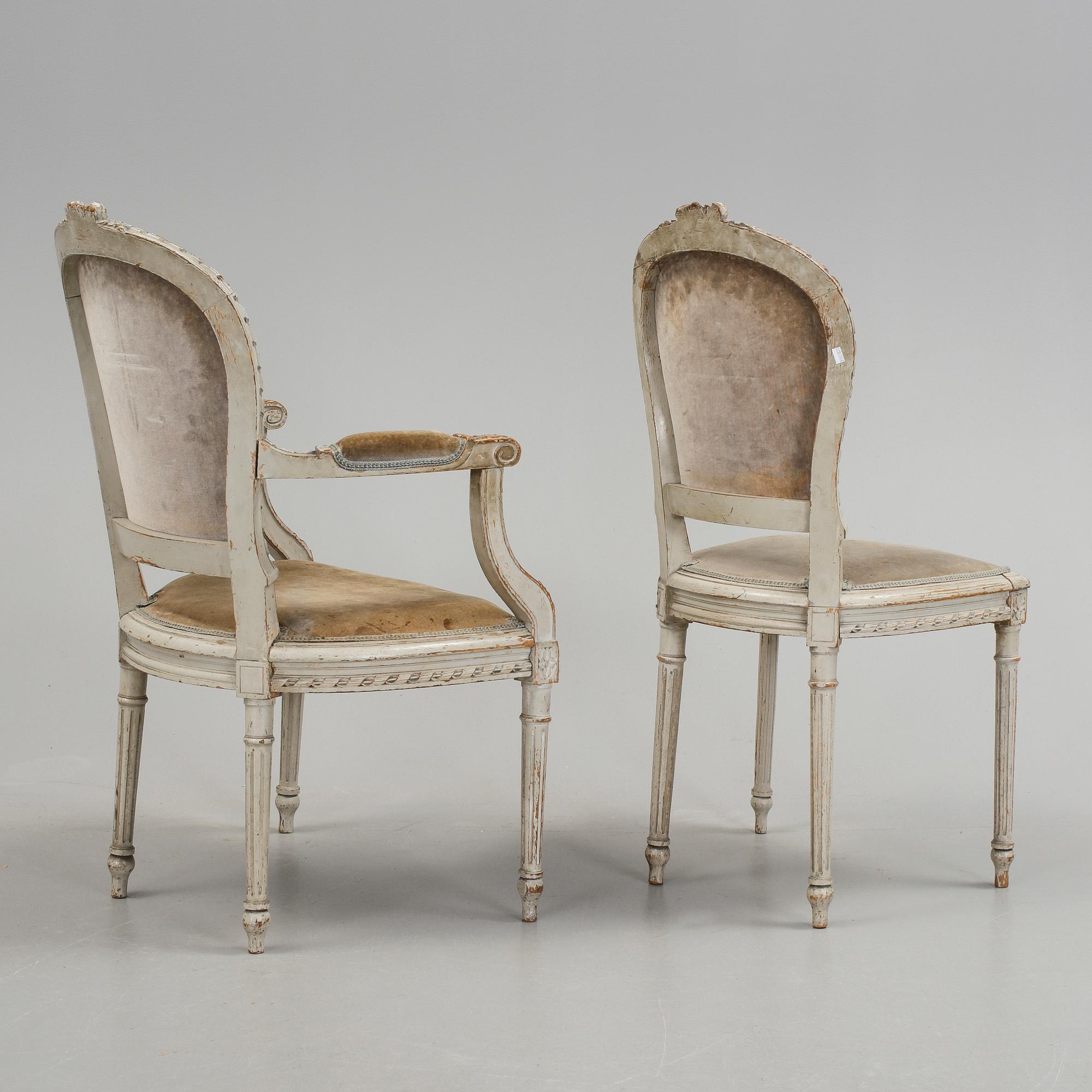 SOFFGRUPP, 3 delar, Louis XVI-stil, omkring 1900.