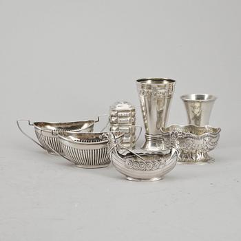 PARTI SILVER, 8 delar, framförallt England och Sverige, bland annat Birmingham 1897. Vikt ca 220 gram.