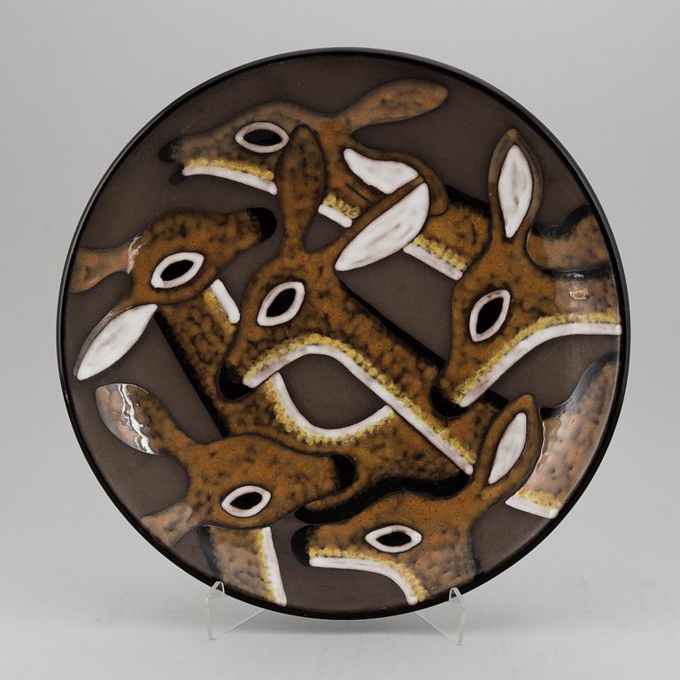 a glazed ceramic dish, Upsala-Ekeby, Sweden 1949-50.