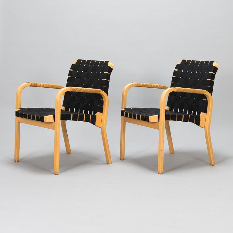 Alvar Aalto, nojatuoleja, 3 kpl, malli 45, Artek 1900-luvun loppu.