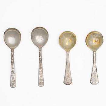 Guldsmed S Petersson i Söderhamn Ab, skedar, 2+2 st, sterlingsilver, Bollnäs 1989.