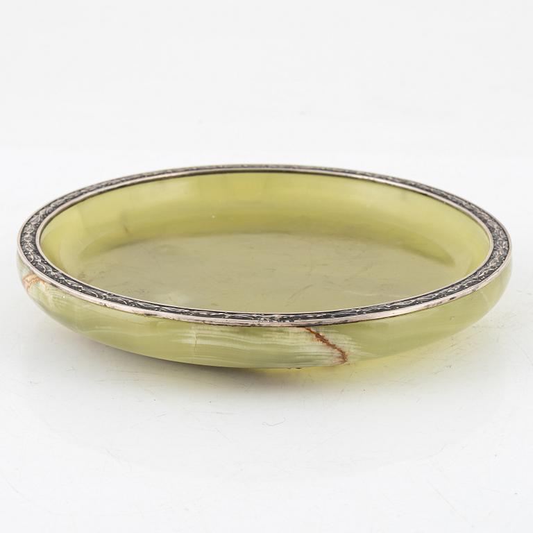 W.A. Bolin, a silver and onyx dish, Stockholm 1961.