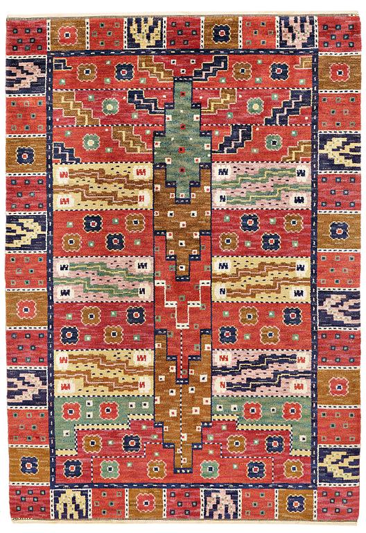 Märta Måås-Fjetterström, A CARPET, "Tornet", knotted pile, ca 307,5 x 212,5 cm, signed AB MMF.