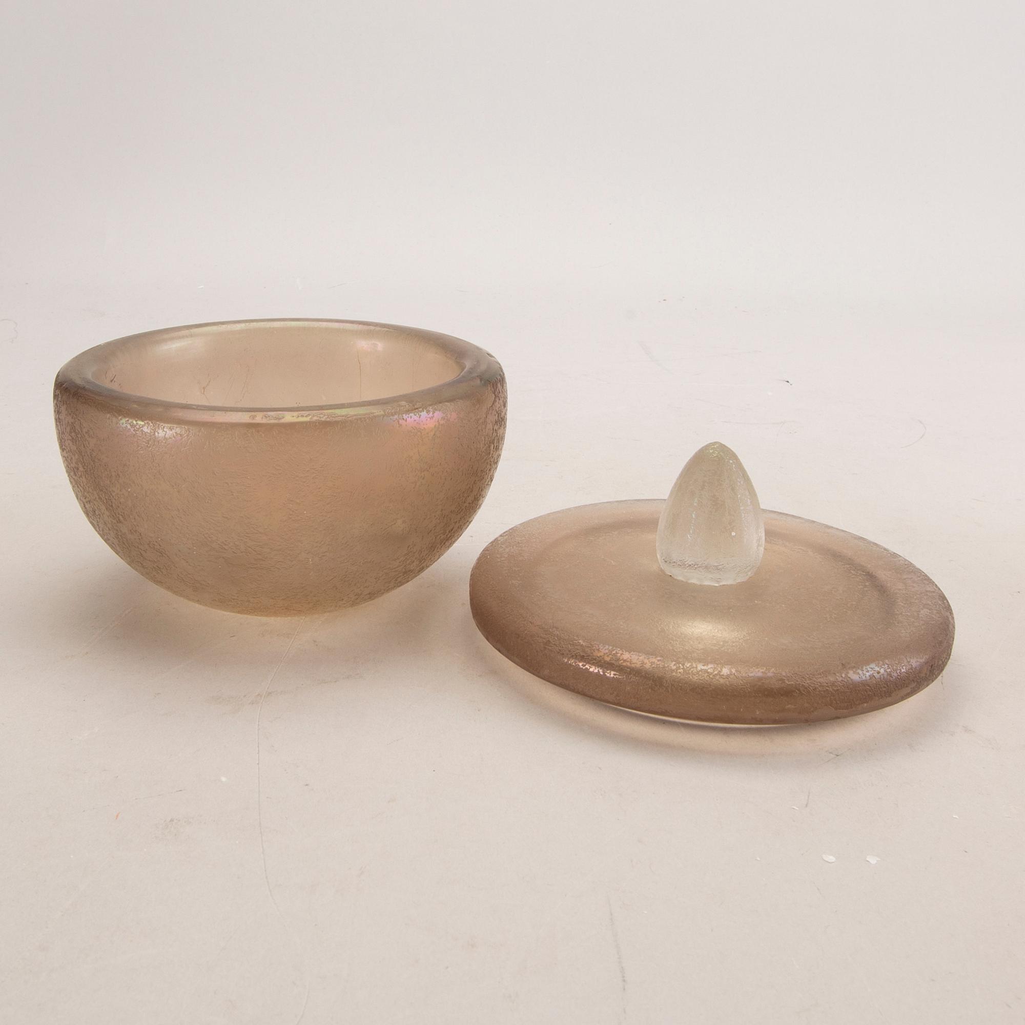 Paolo Venini, vases and lided bowl 3 pcs, Inciso, Venini Murano Italien 1950s.