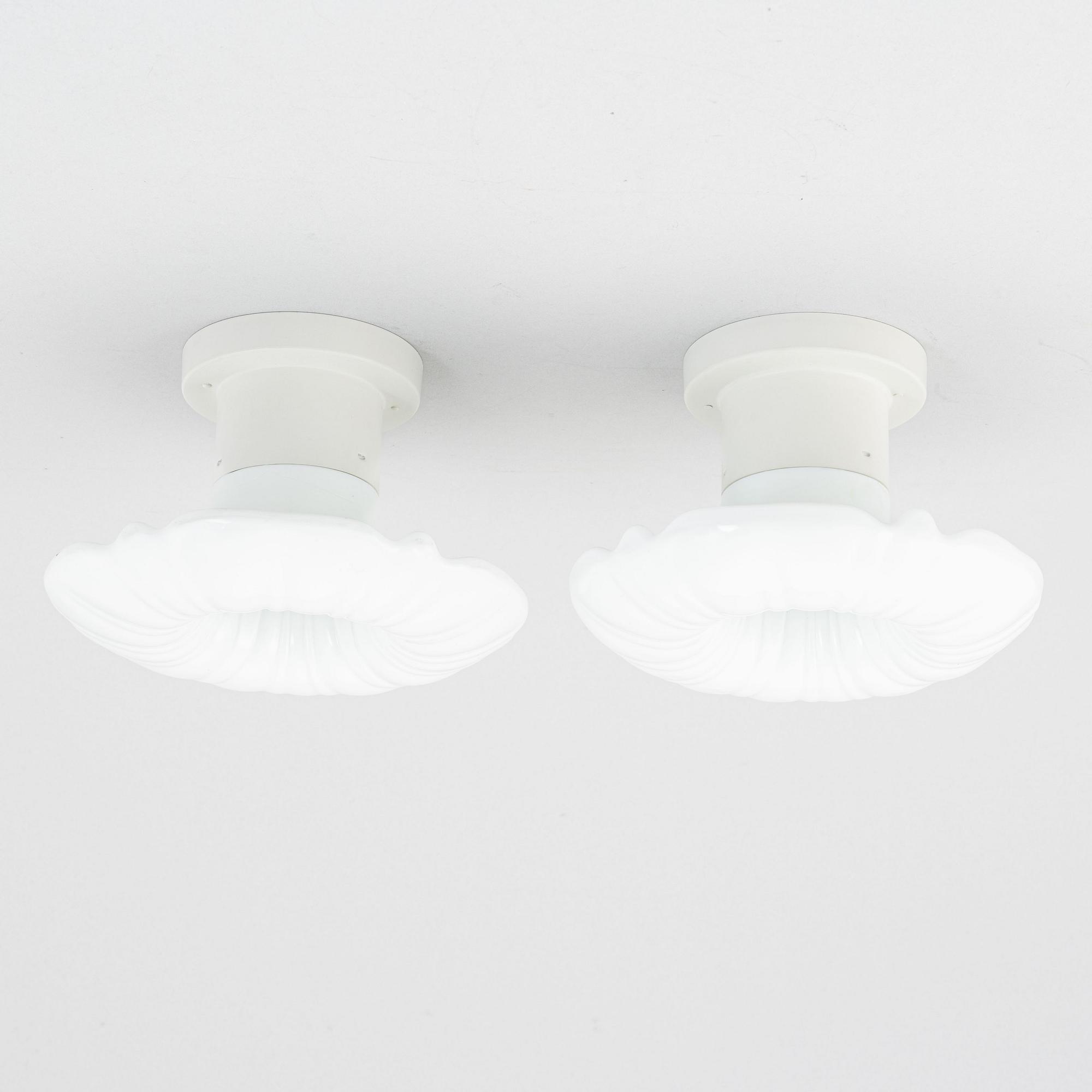 Harald Notini, tak/vägglampor, ett par, modell "6387", Arvid Böhlmarks Lampfabrik, Stockholm, 1920-30-tal.