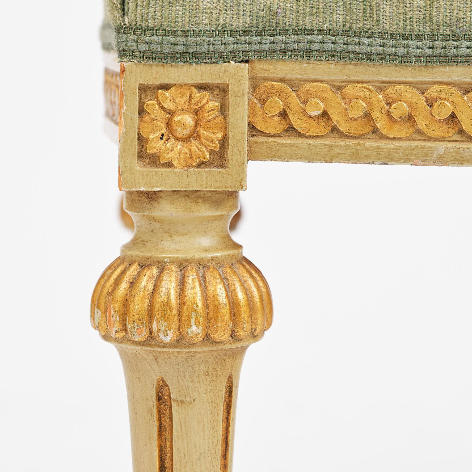 A pair of stools in the manner of Erik Öhrmark (master in Stockholm 1777–1813), Gustavian.