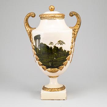 A Swedish cream ware vase with cover, circa 1800.