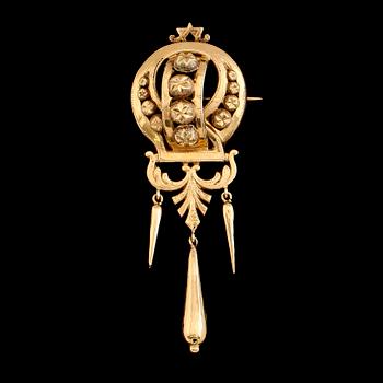 BROSCH, 18 k guld, svenska stämplar, 1871. Vikt ca 7 g.