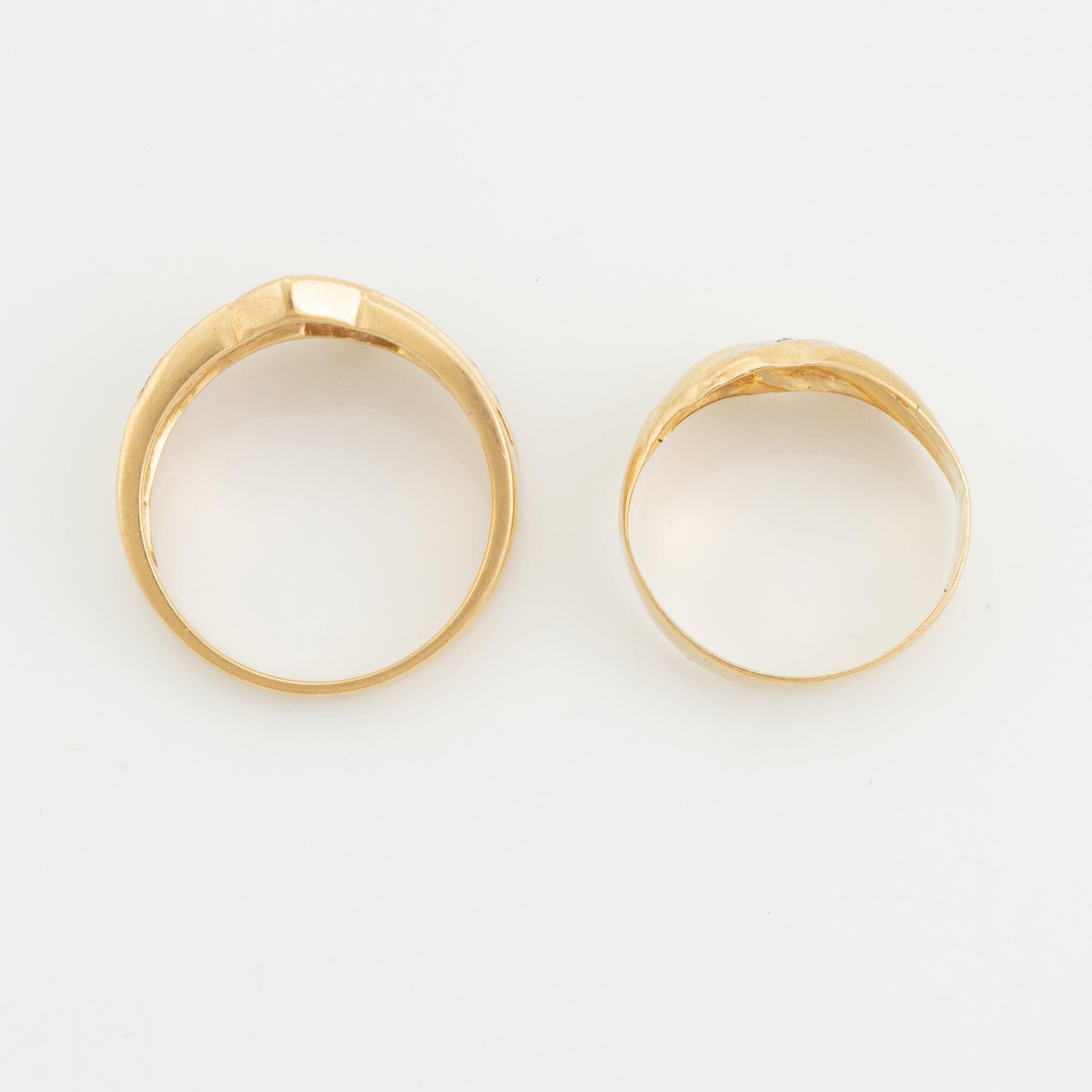 18K gold and diamond rings.