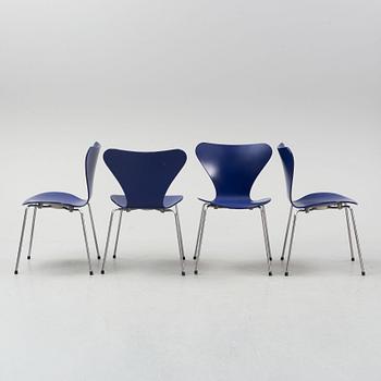 A set of four "Sjuan" chairs, Arne Jacobsen for Fritz Hansen, Denmark, 1989.