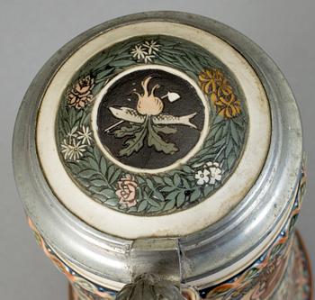 STOP, stengods. Mettlach, Tyskland, ca 1900.