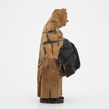 Axel Petersson Döderhultarn, skulptur, signerad. Delvis bemålat trä, höjd 25 cm.