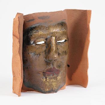 Hertha Hillfon, a partially glazed earthenware relief, own studio, Stockholm.