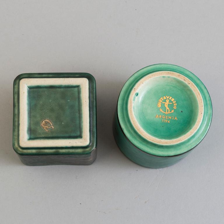 WILHELM KÅGE, six 'Argenta' stoneware pieces from Gustavsberg.
