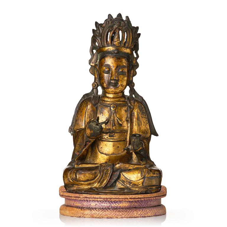 A gilt bronze figure of Guanyin, Ming dynasty, 16th/17th Century.