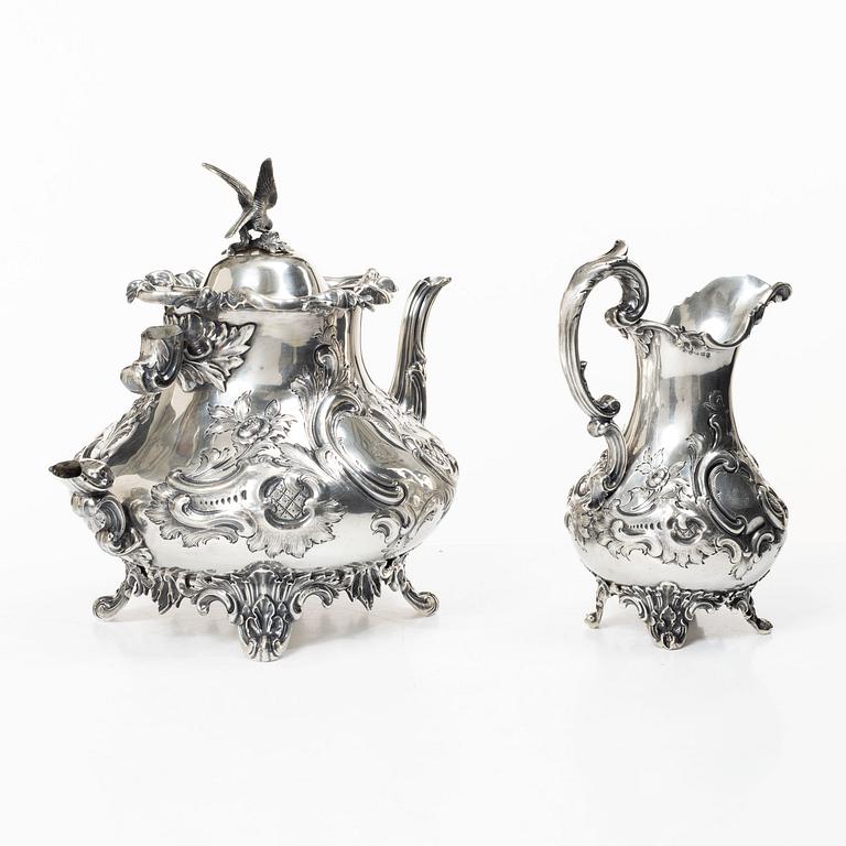 A four piece silver tea and coffee service, William Southey, London, England, 1858-59.