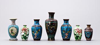 VASER, 7 st, cloisonné, orientaliska, 1900-tal.