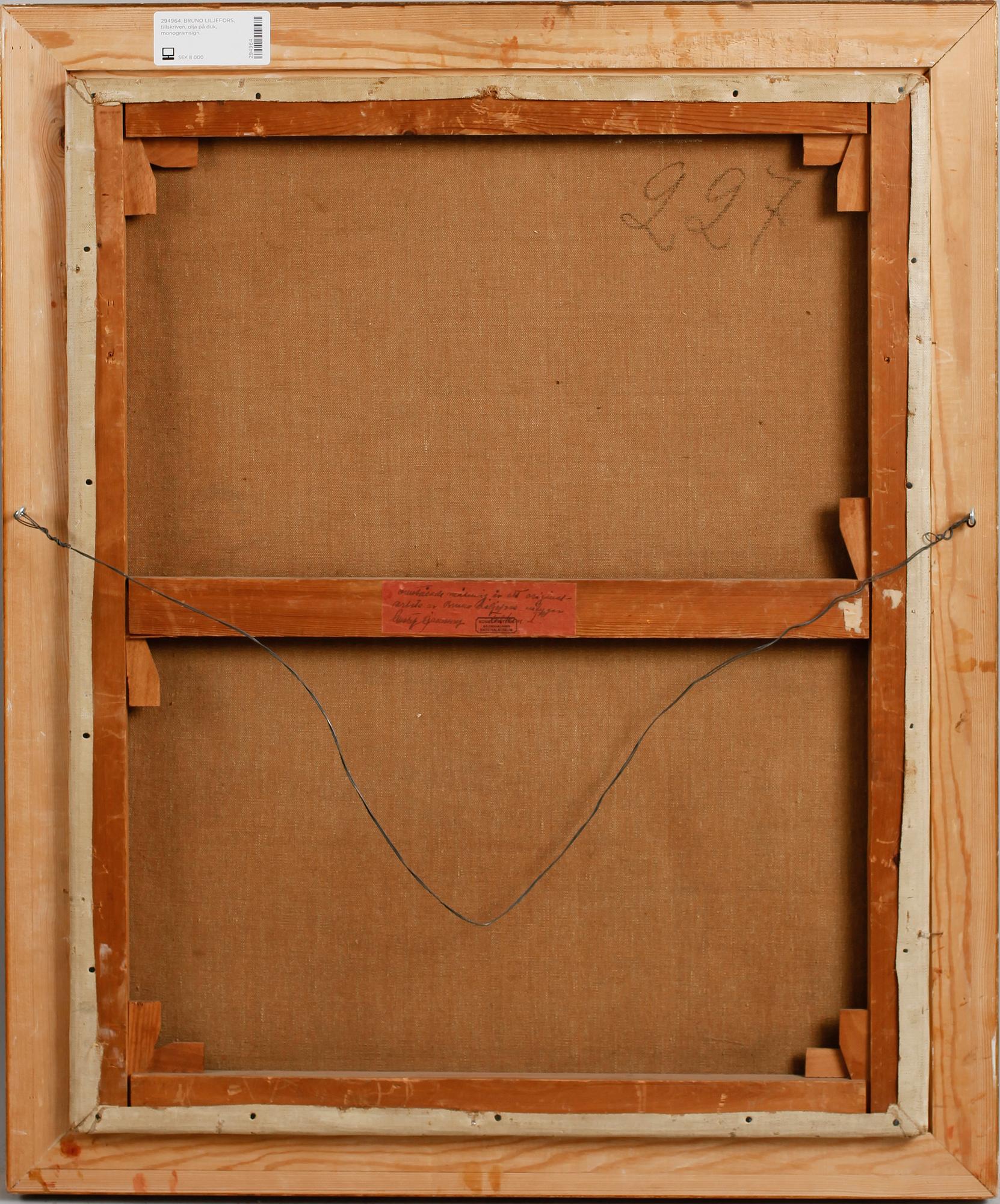 BRUNO LILJEFORS, tidigare tillskriven, olja på duk, monogramsign.