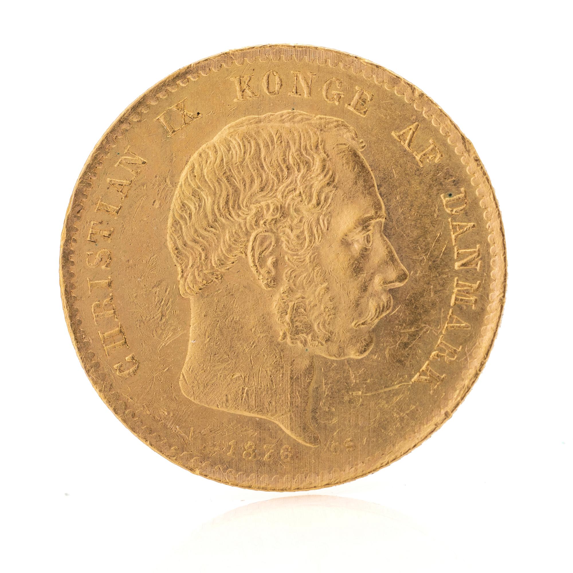 Gold coin Denmark, Christian IX 20 crowns, 1876.