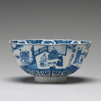 A blue and white bowl with immortals, Qing dynasty, Kangxi (1662-1722).