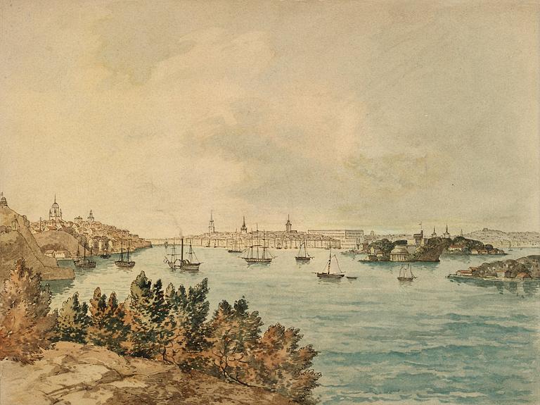 Carl Abraham Rothstén Attributed to, View of Stockholm, seen from Danviksklippan.