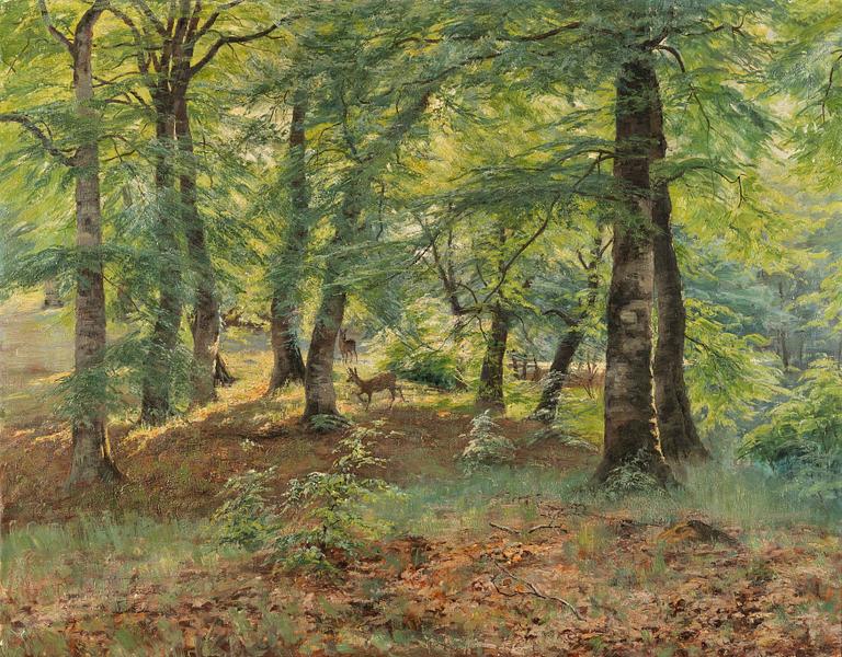 Charlotte Wahlström, Beech forest with deer.