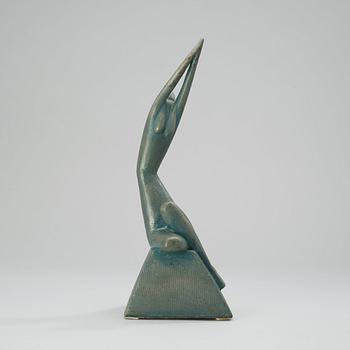 A Wiwen Nilsson painted plaster sculpture of a seated woman, ca 1925.