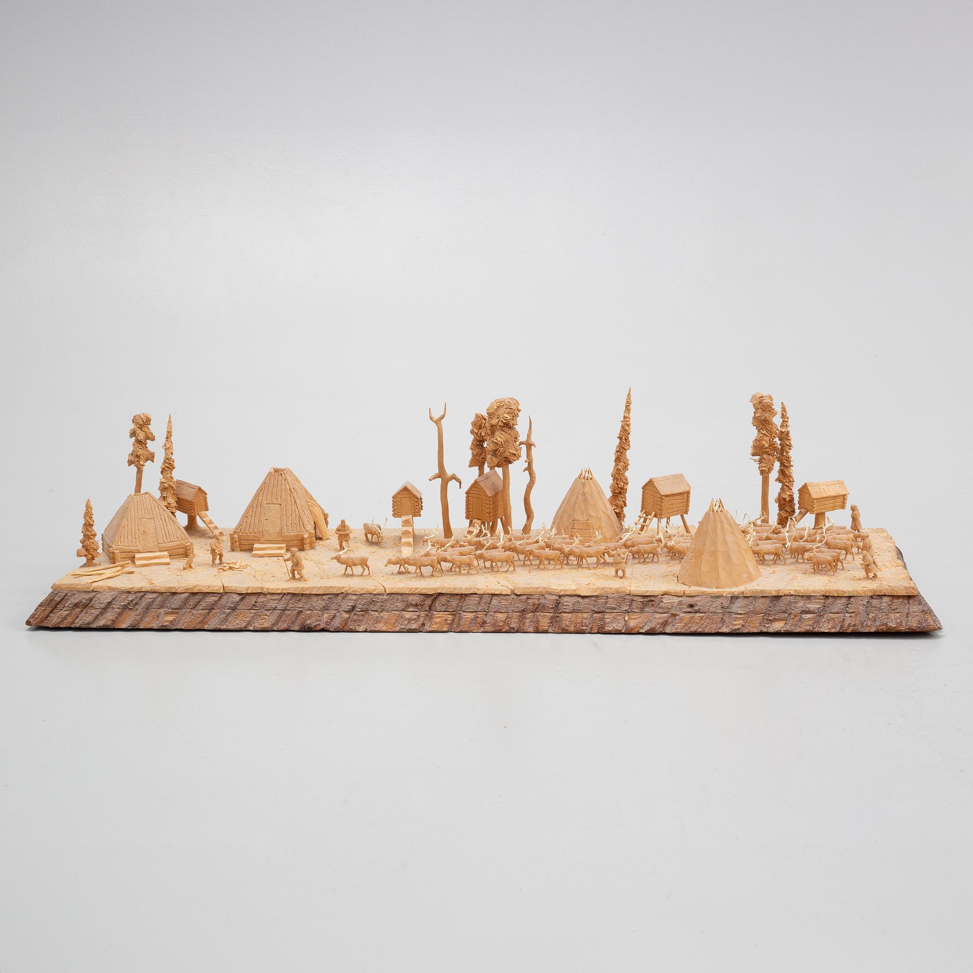 Kjell Bergqvist, a sculpture group, signed KB.