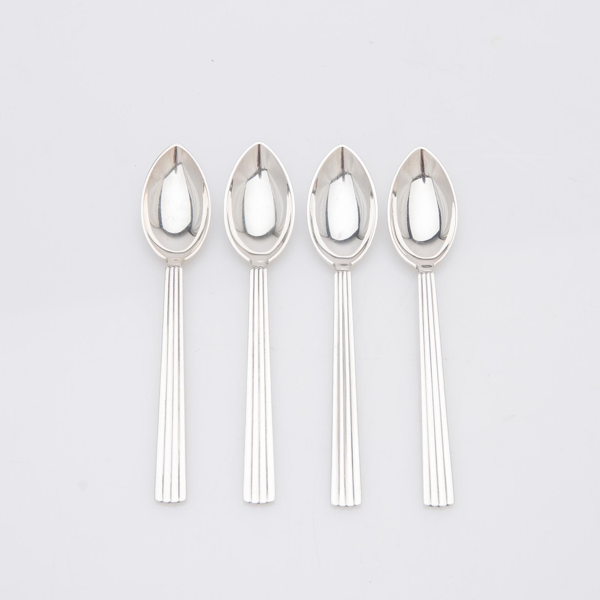 Georg Jensen, kaffeskedar, 11 st, sterling silver, modell "Bernadotte", design Sigvard Bernadotte, Köpenhamn, Danmark.