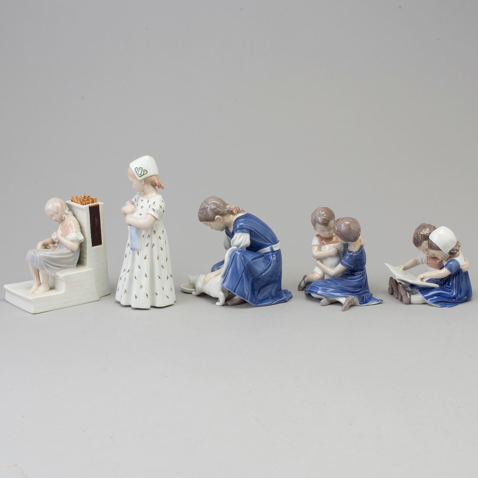 Five Royal Copenhagen porcelain figurines, Denmark, second half of the 20th century.