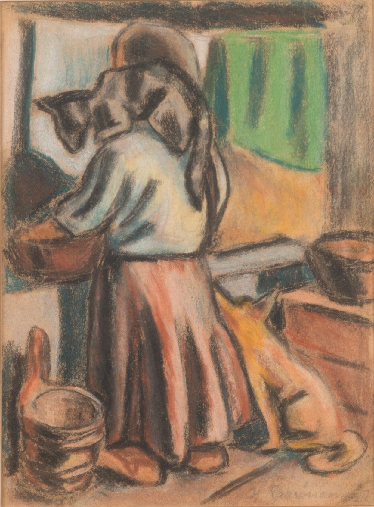 Yrjö Saarinen, pastel, signed and dated -27.