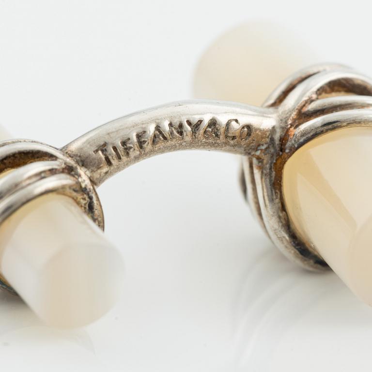 Tiffany & Co, manschettknappar, sterlingsilver med pärlemor.