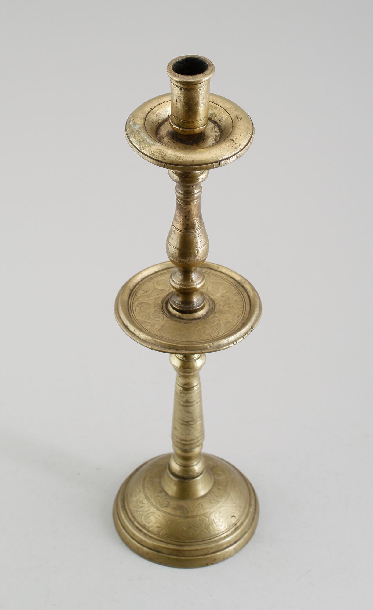 LJUSSTAKE, mässing, 1700-tal.