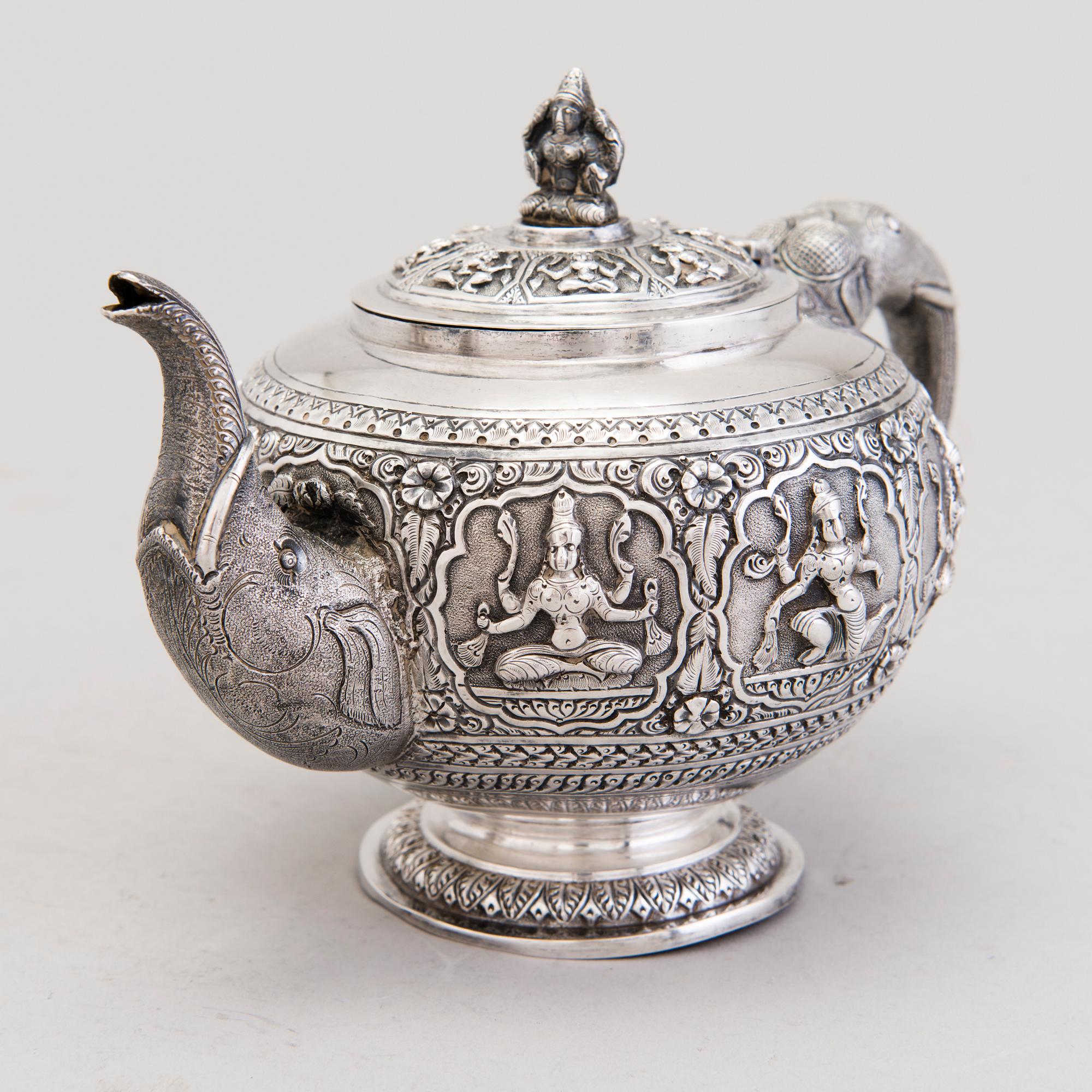 TEA POT and BOWL, silver, India late 19th century, weight 430g and 880g.