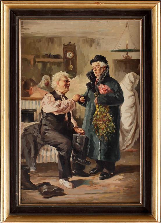 OKÄND KONSTNÄR, olja på duk, bär signatur, 1800-talets slut.