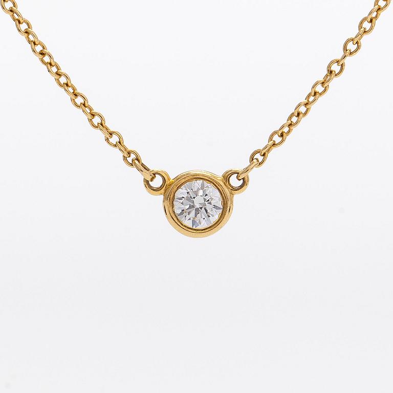 Tiffany & Co, Elsa Peretti, halsband, "Diamonds by the Yard", 18K guld med en briljantslipad diamant.