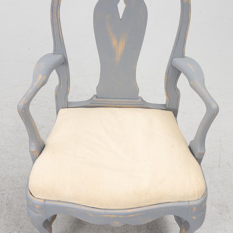 A pair of Rococo style armchairs, early 20th Century.