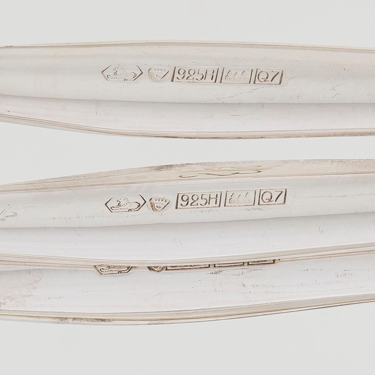 Tapio Wirkkala, cocktaillusikoita 6 kpl, sterlinghopeaa, "Tapio", Kultakeskus Hämeenlinna 1969.