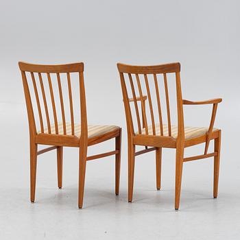 Carl Malmsten, dining set, 7 pieces plus two extension leaves, "Herrgården", Bodafors, second half of the 20th century.