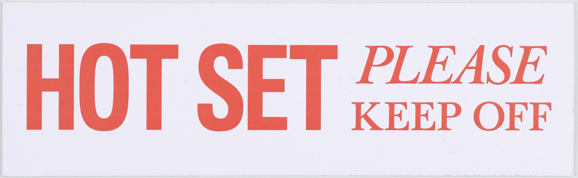 Dan Wolgers, "Hot Set - Please Keep Off".