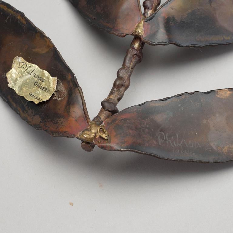 A second half of the 20th century bronze and metal sculpture, labeled Philrowe, Chicago. Signed and dated 1974.