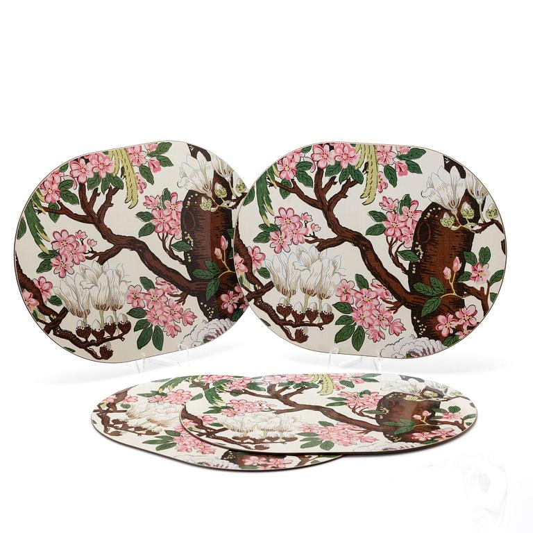 Table mats, 4 pcs, GP & J Baker, “Magnolia”, for Firma Svenskt Tenn.