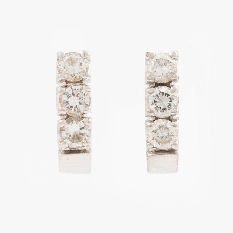 Earrings, a pair, 18K white gold with small brilliant-cut diamonds.