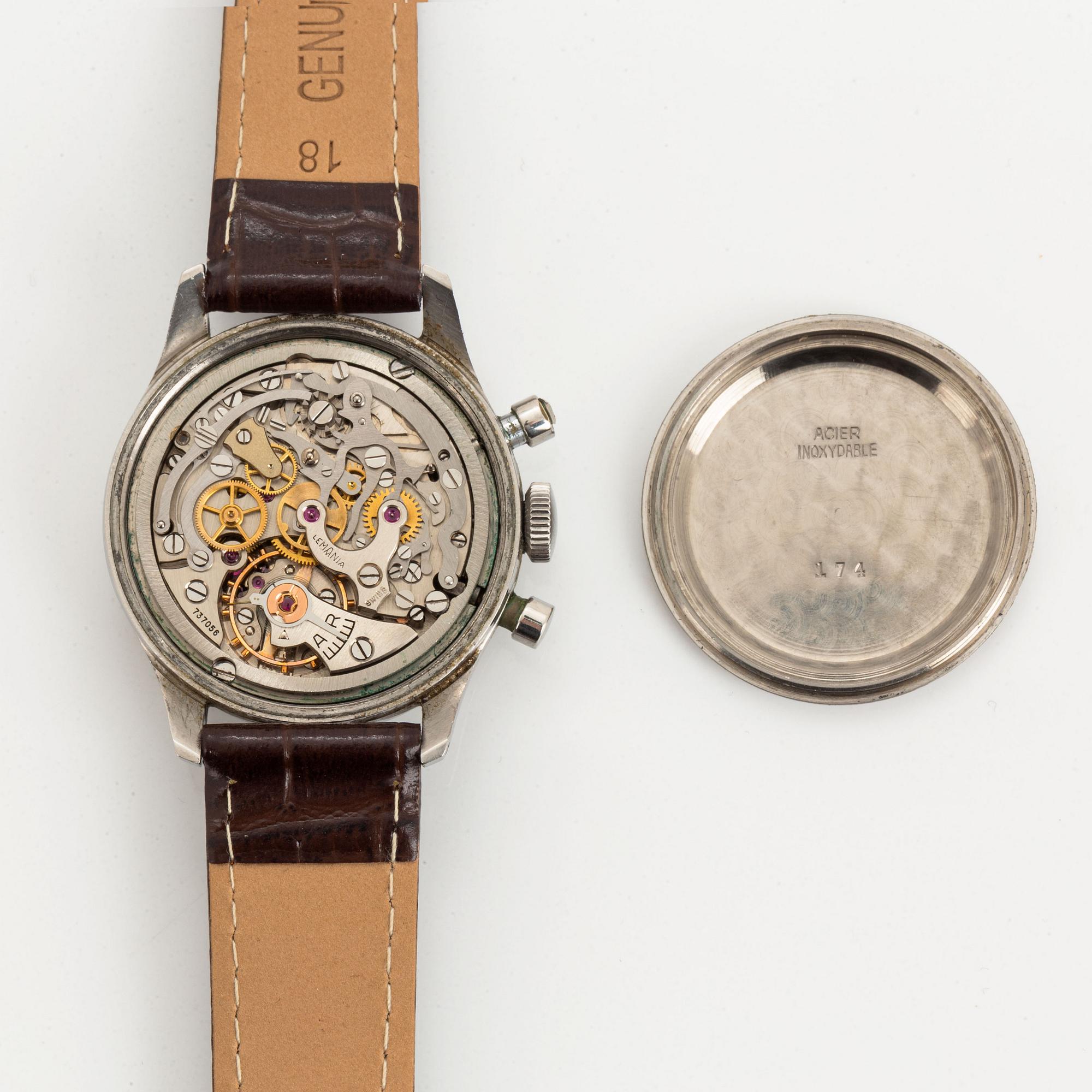 Lemania, wristwatch, chronograph, 35 mm.
