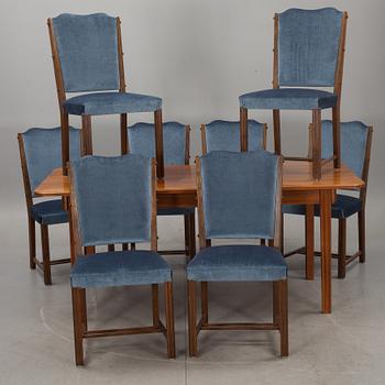 MATBORD med STOLAR, 9 delar. Design Otto Schulz Boet. 1900-talets första hälft/mitt.