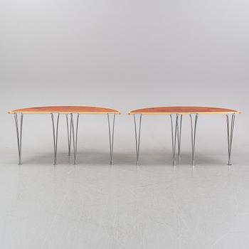 A birch and leather dining table in two parts, Mathsson International, 21th century.