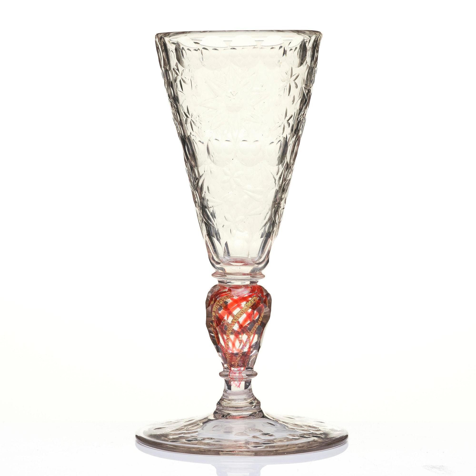 A German cut glass goblet, 18th century.
