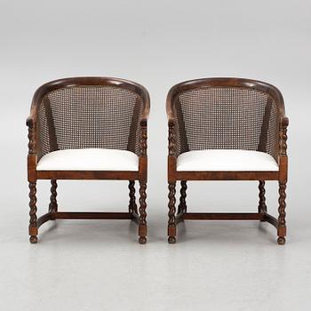 A pair of 1920's armchairs, Gemla Diö, Sweden.